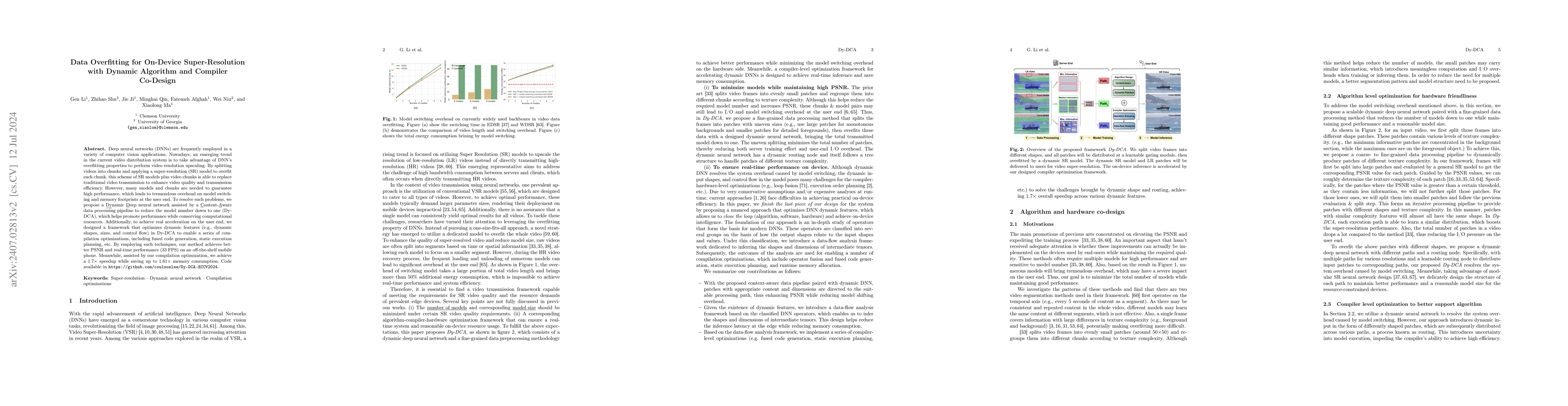 Thumbnail for Data Overfitting for On-Device Super-Resolution with Dynamic Algorithm
  and Compiler Co-Design