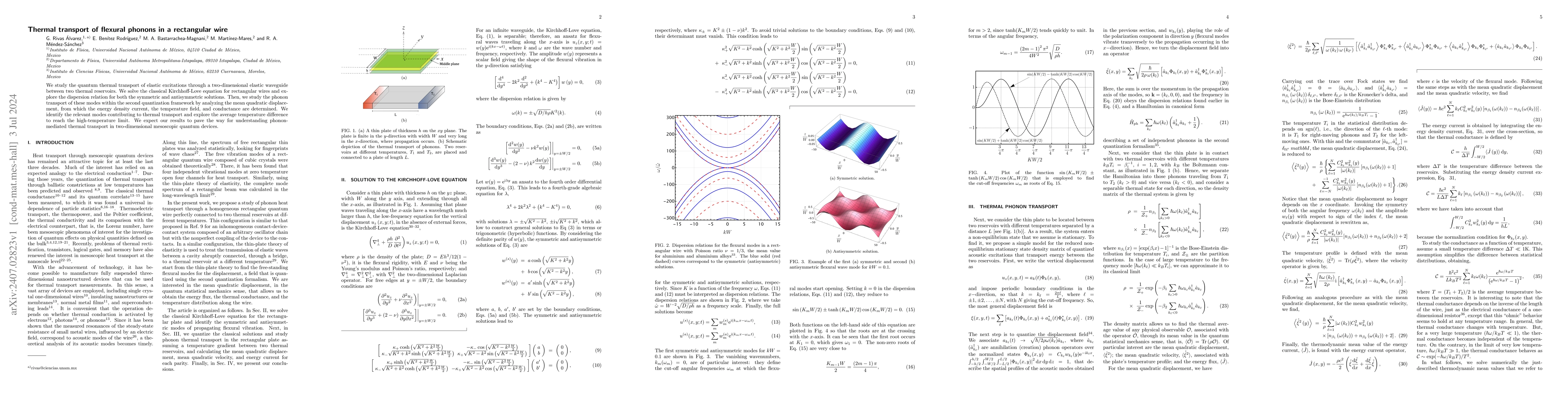 Thumbnail for Thermal transport of flexural phonons in a rectangular wire