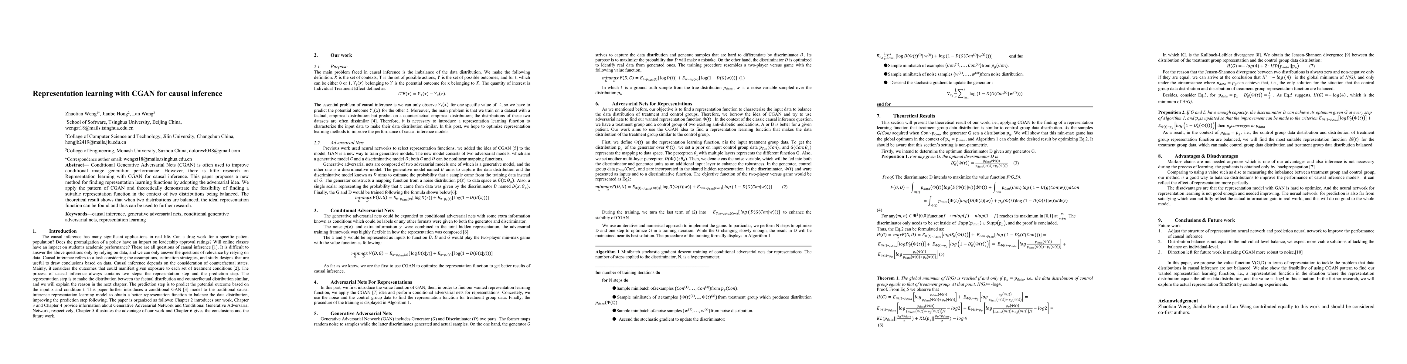 Thumbnail for Representation learning with CGAN for casual inference