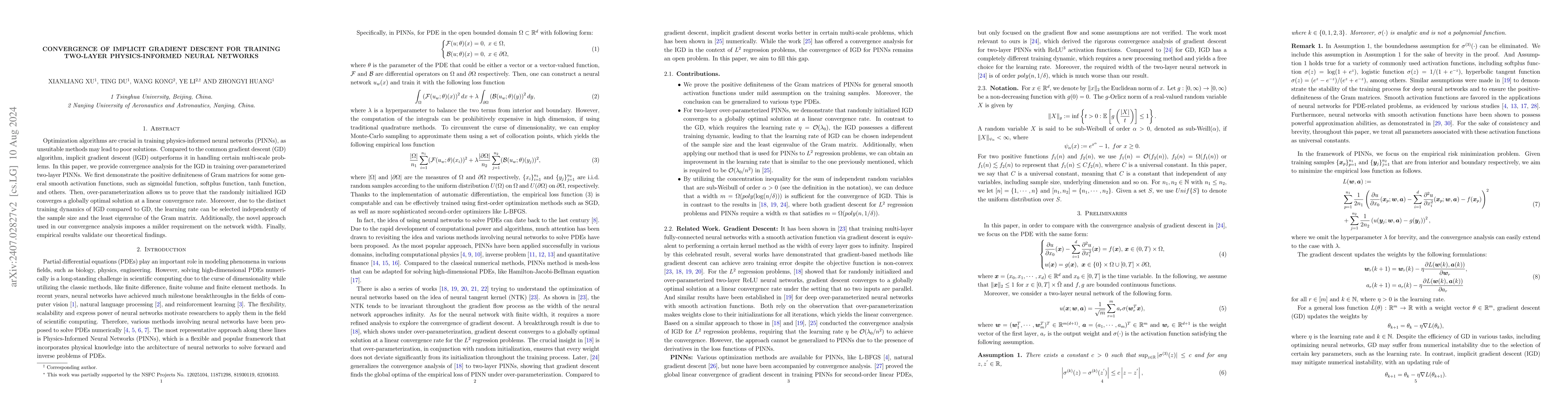Thumbnail for Convergence of Implicit Gradient Descent for Training Two-Layer
  Physics-Informed Neural Networks