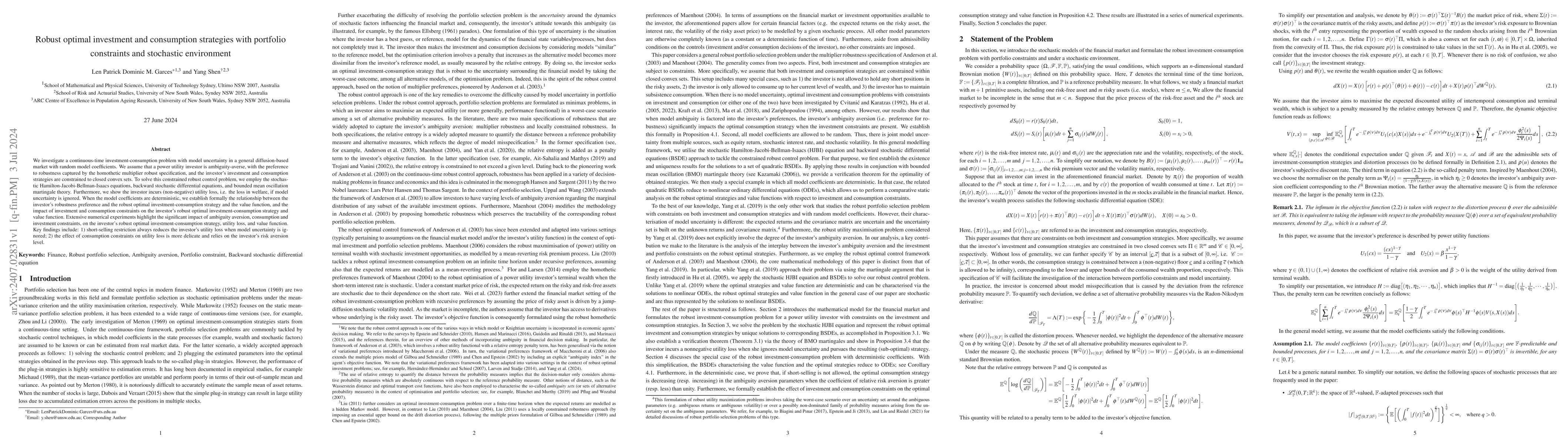 Thumbnail for Robust optimal investment and consumption strategies with portfolio
  constraints and stochastic environment