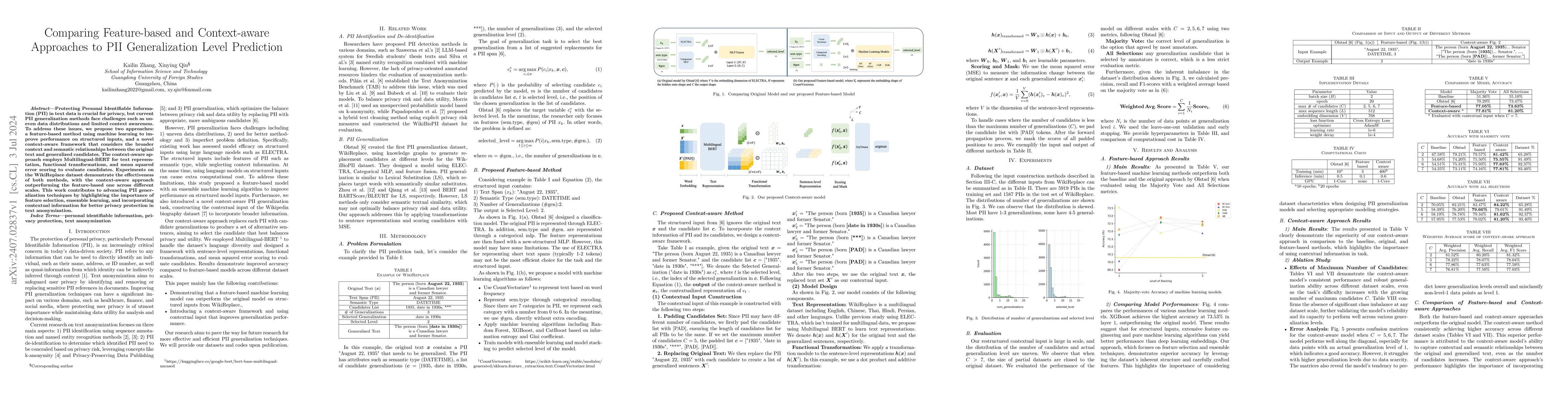 Thumbnail for Comparing Feature-based and Context-aware Approaches to PII
  Generalization Level Prediction