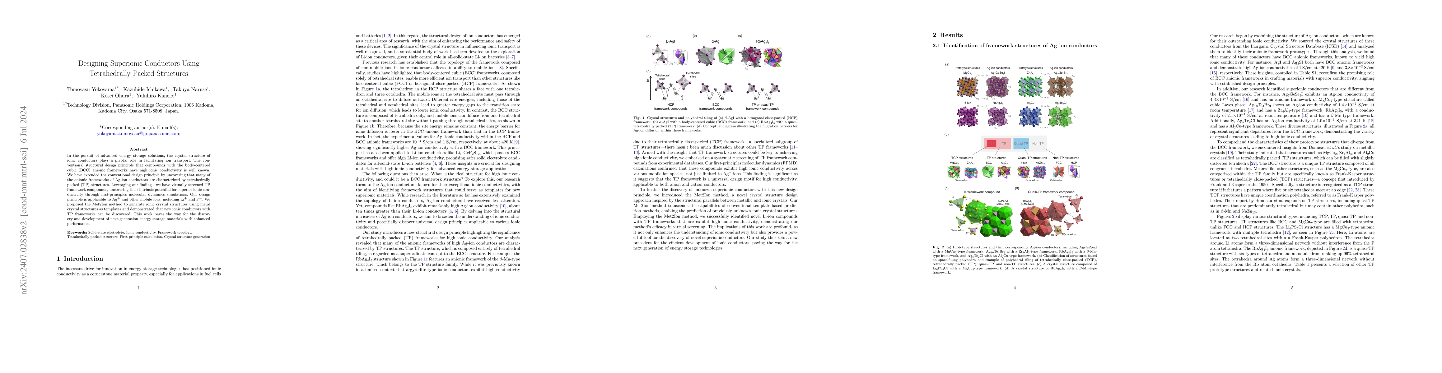 Thumbnail for Designing Superionic Conductors Using Tetrahedrally Packed Structures