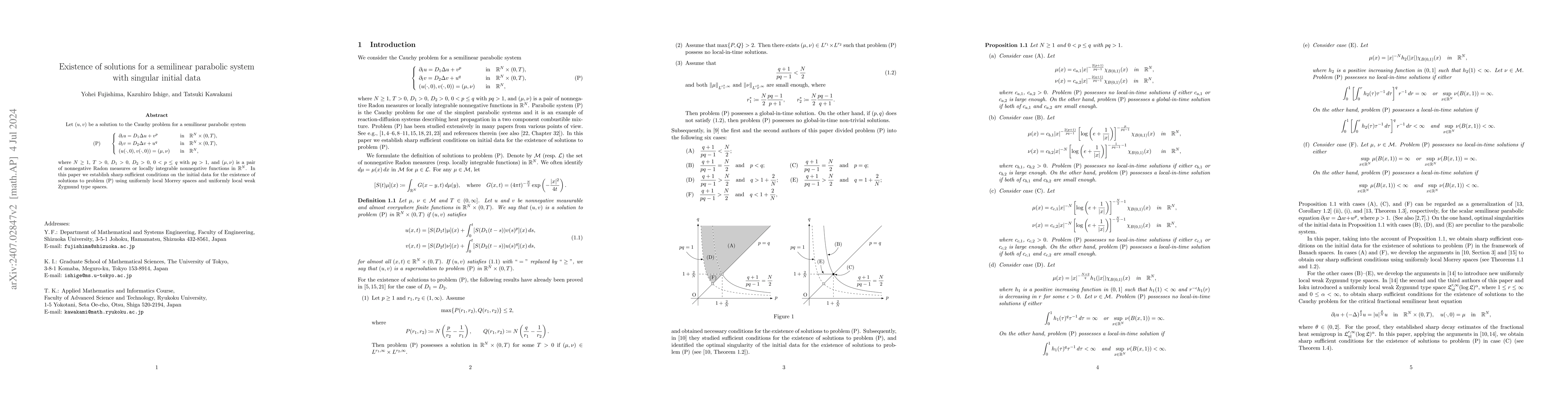 Thumbnail for Existence of solutions for a semilinear parabolic system with singular
  initial data