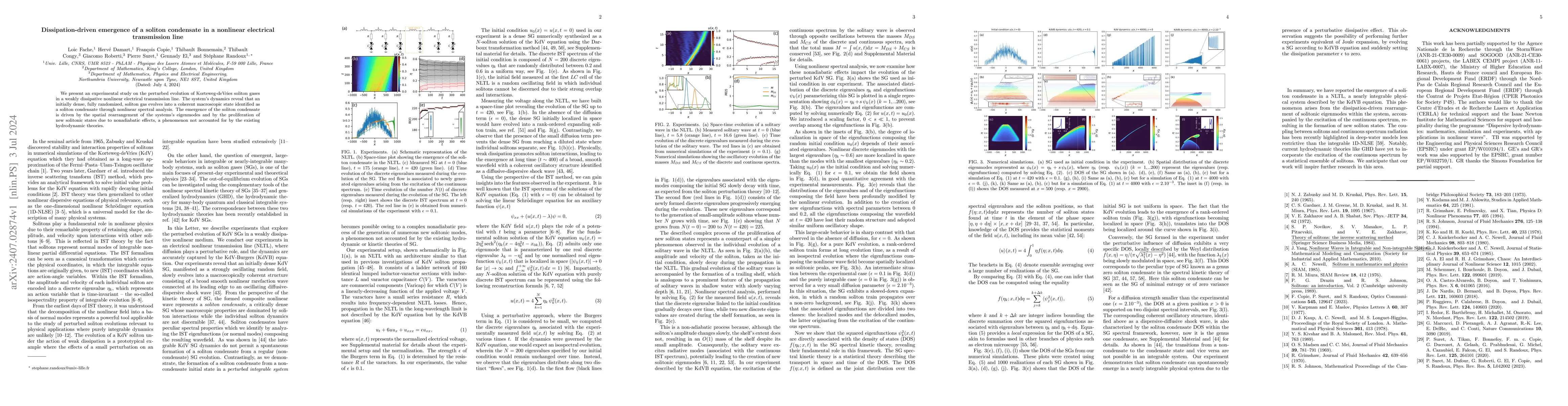 Thumbnail for Dissipation-driven emergence of a soliton condensate in a nonlinear
  electrical transmission line