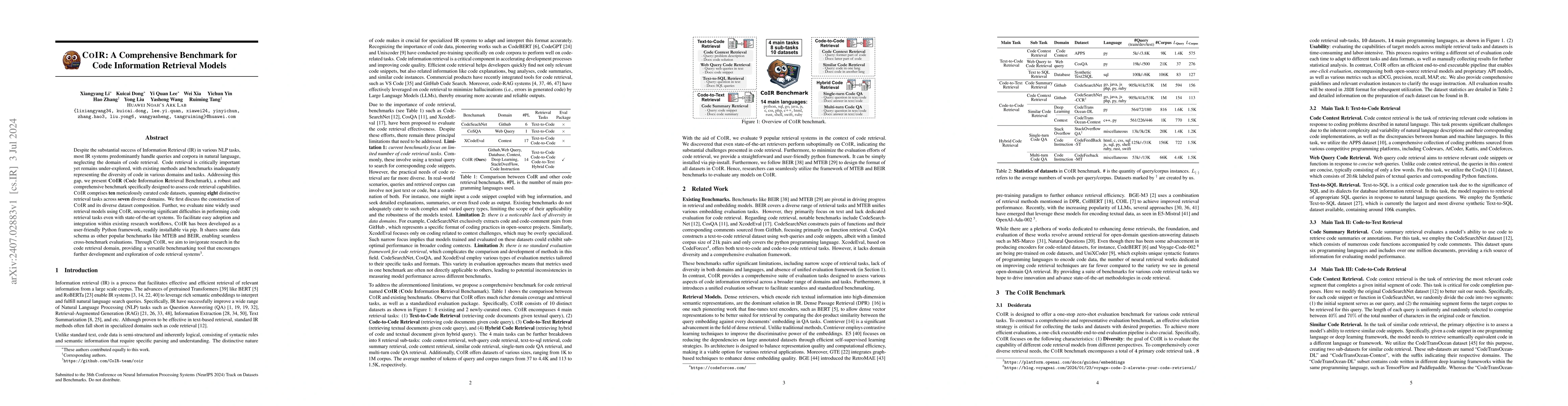 Thumbnail for CoIR: A Comprehensive Benchmark for Code Information Retrieval Models