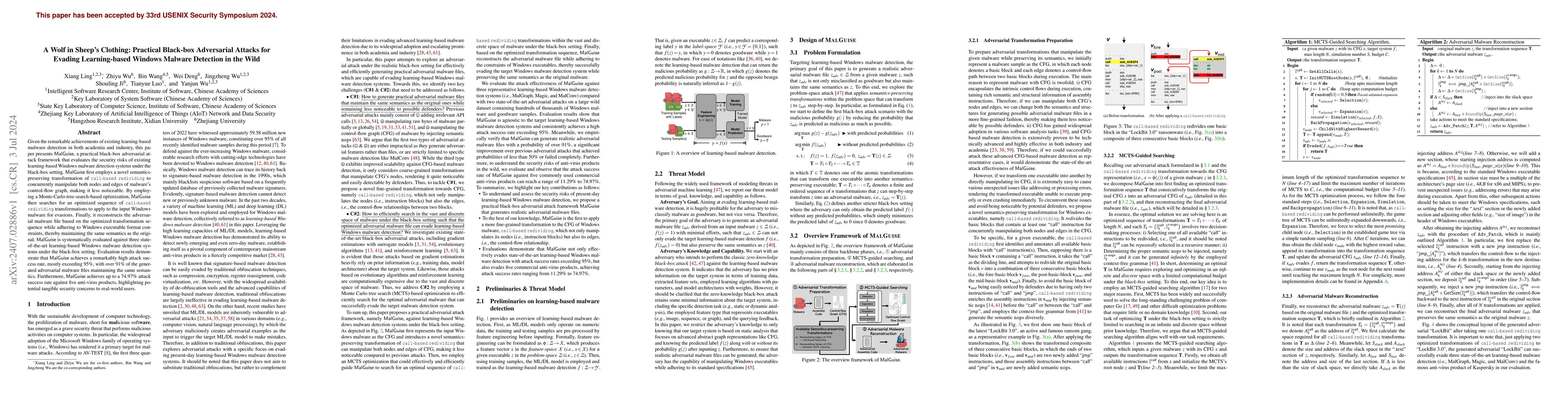 Thumbnail for A Wolf in Sheep's Clothing: Practical Black-box Adversarial Attacks for
  Evading Learning-based Windows Malware Detection in the Wild