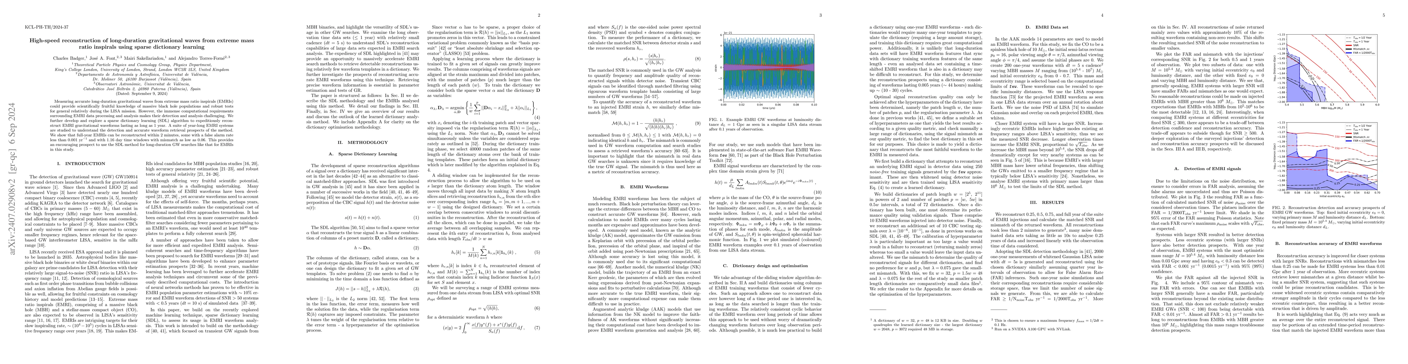 Thumbnail for High-speed reconstruction of long-duration gravitational waves from
  extreme mass ratio inspirals using sparse dictionary learning