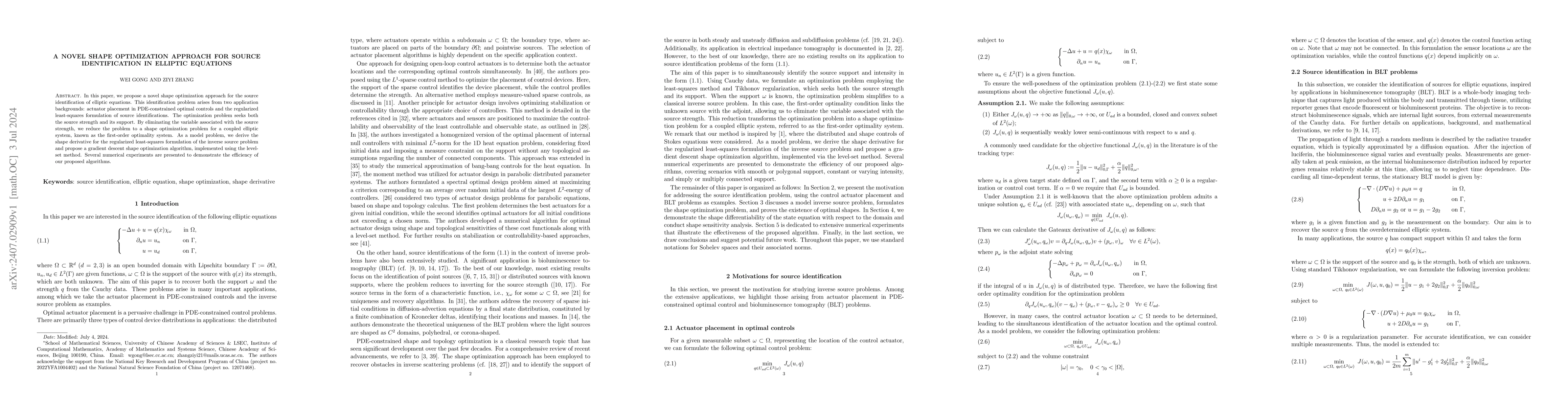 Thumbnail for A novel shape optimization approach for source identification in
  elliptic equations