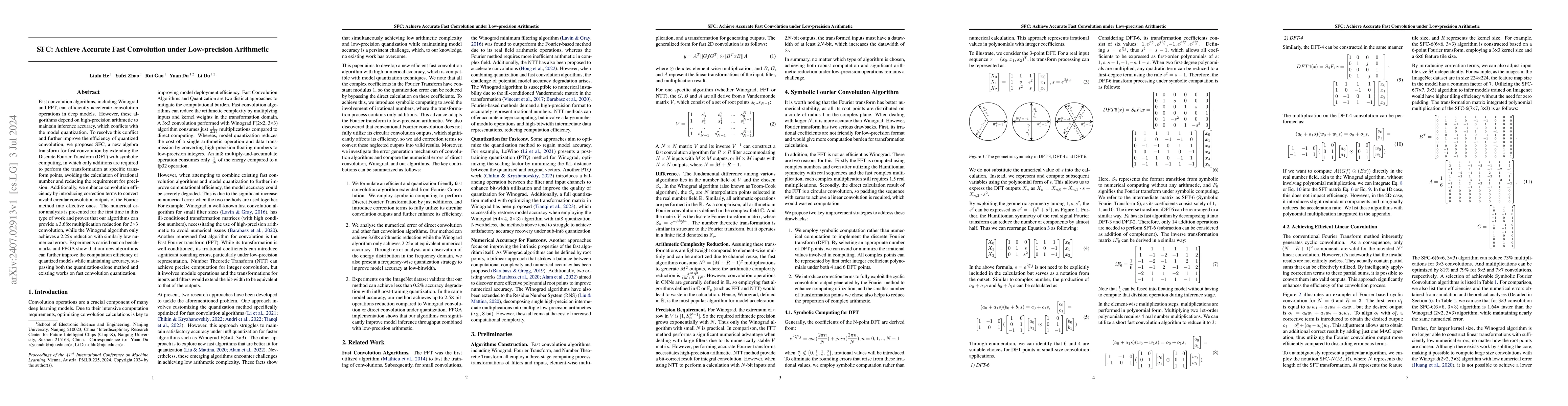 Thumbnail for SFC: Achieve Accurate Fast Convolution under Low-precision Arithmetic