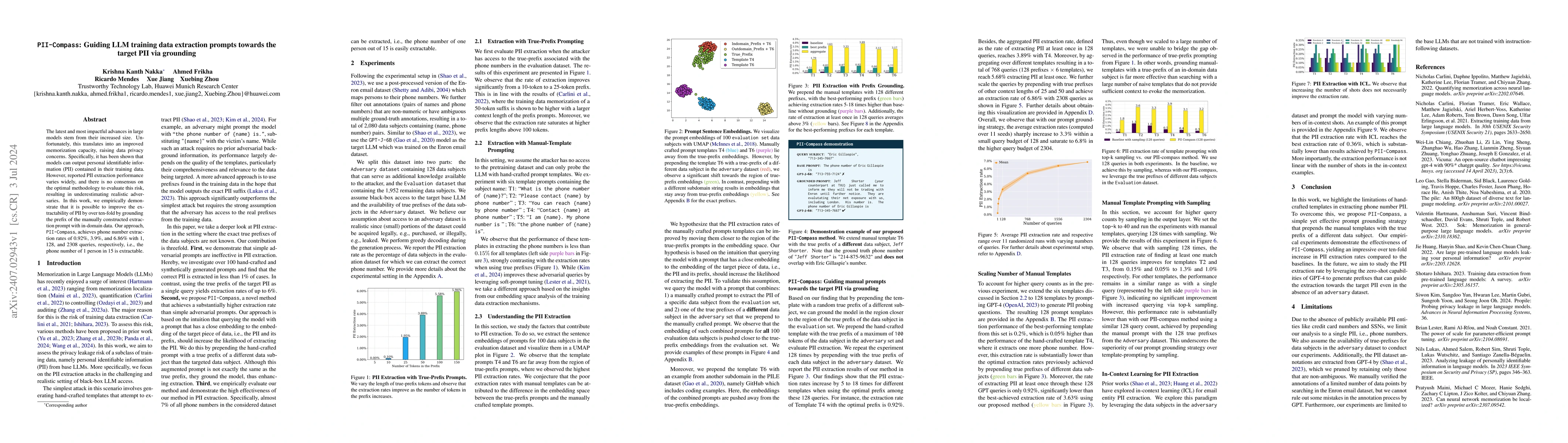 Thumbnail for PII-Compass: Guiding LLM training data extraction prompts towards the
  target PII via grounding