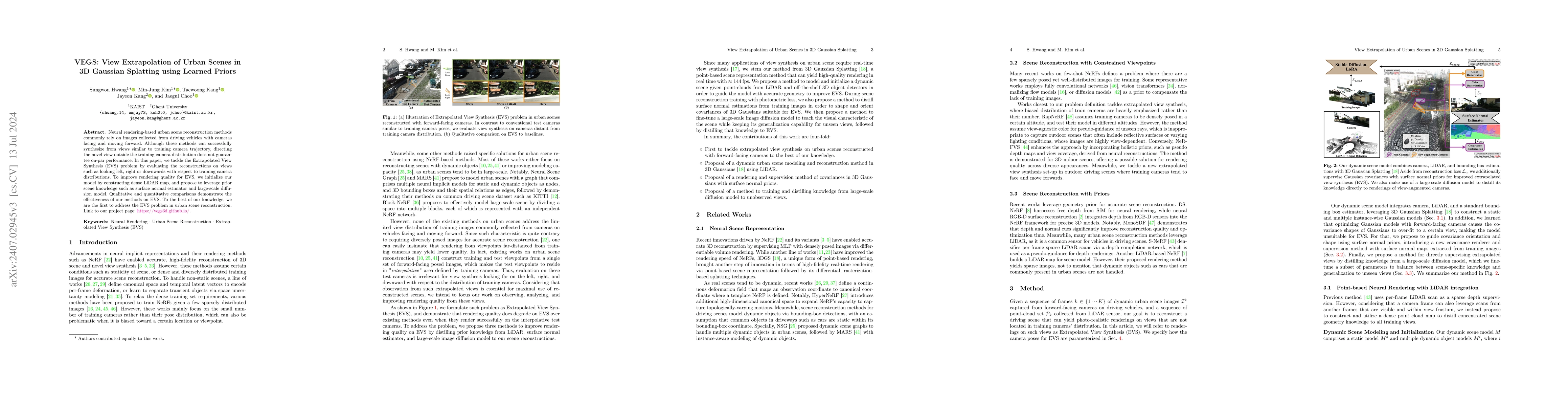 Thumbnail for VEGS: View Extrapolation of Urban Scenes in 3D Gaussian Splatting using
  Learned Priors