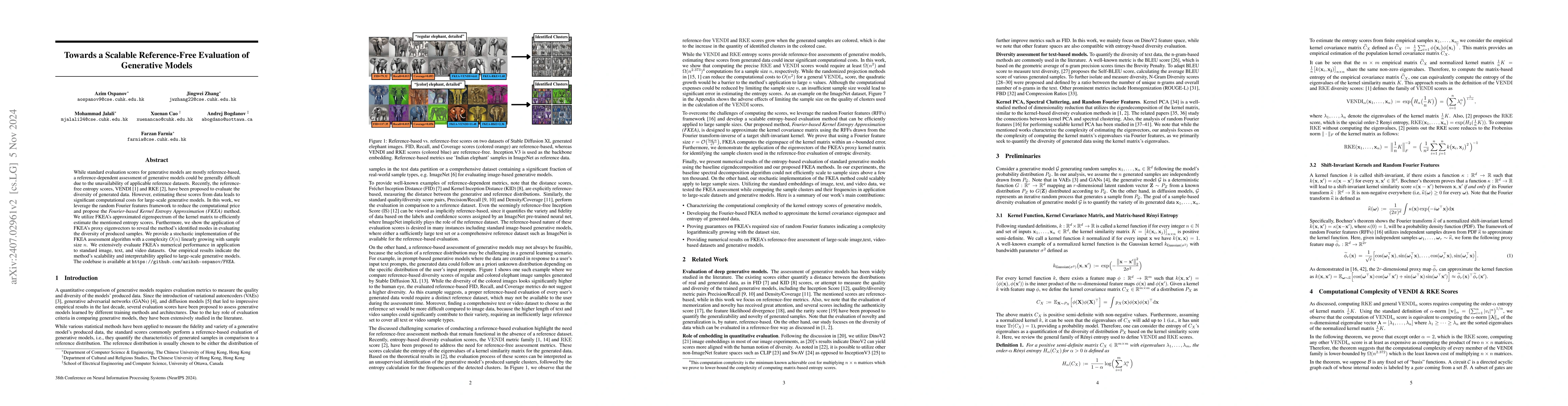 Thumbnail for Towards a Scalable Reference-Free Evaluation of Generative Models