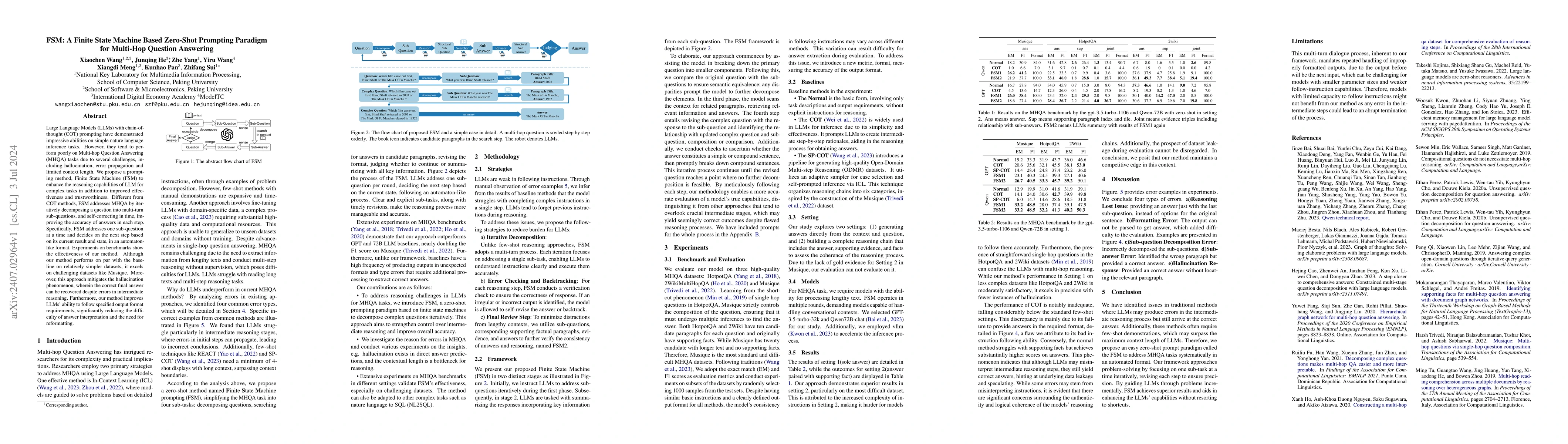 Thumbnail for FSM: A Finite State Machine Based Zero-Shot Prompting Paradigm for
  Multi-Hop Question Answering