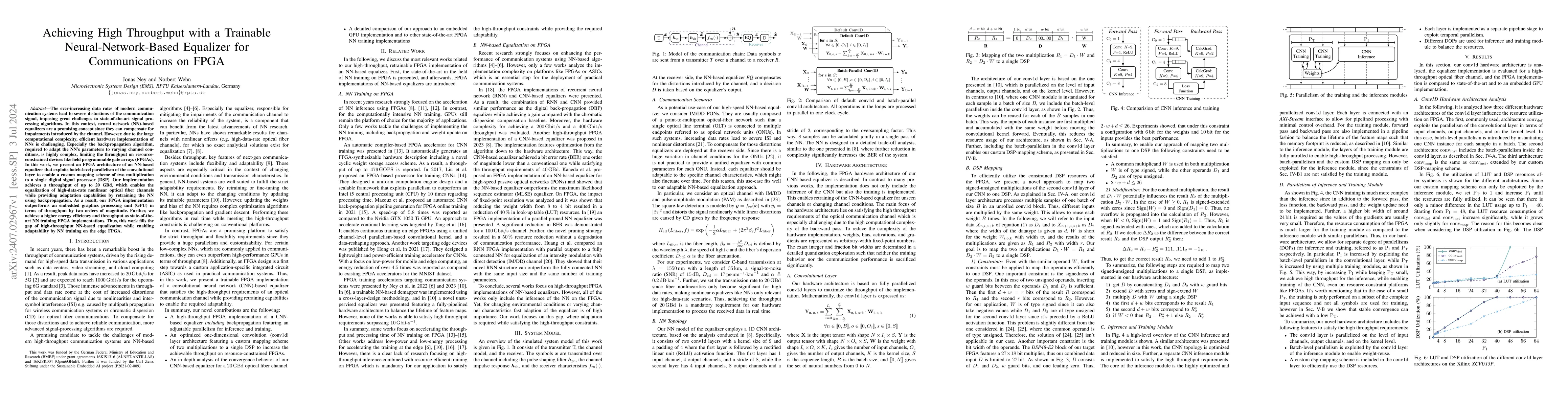 Thumbnail for Achieving High Throughput with a Trainable Neural-Network-Based
  Equalizer for Communications on FPGA
