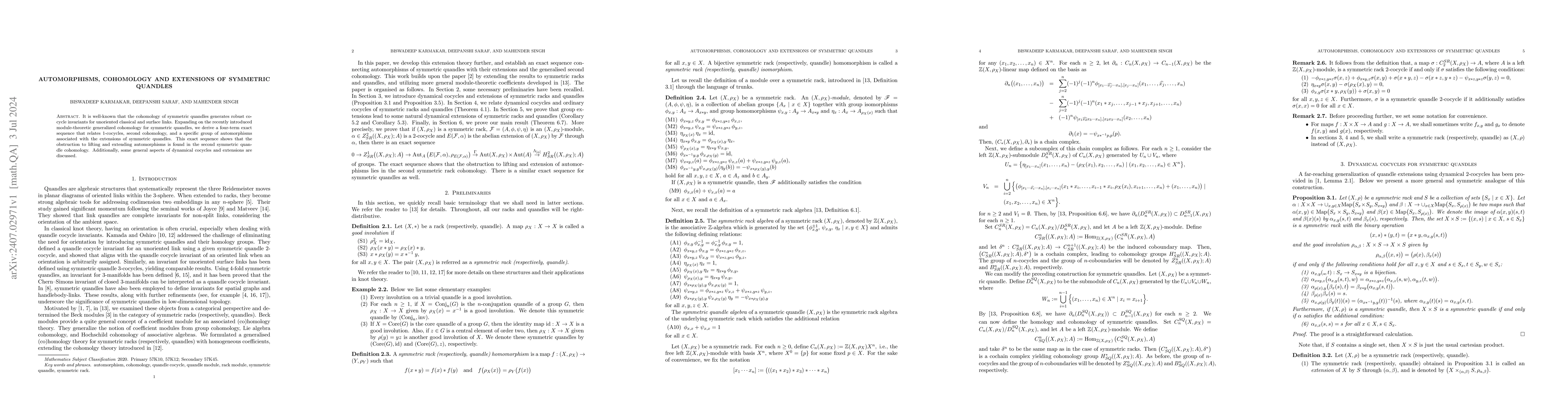 Thumbnail for Automorphisms, cohomology and extensions of symmetric quandles