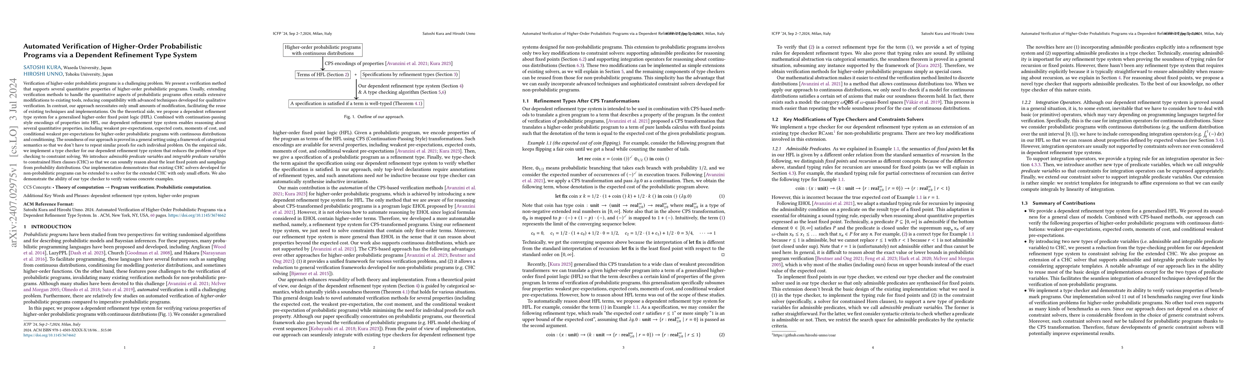 Thumbnail for Automated Verification of Higher-Order Probabilistic Programs via a
  Dependent Refinement Type System