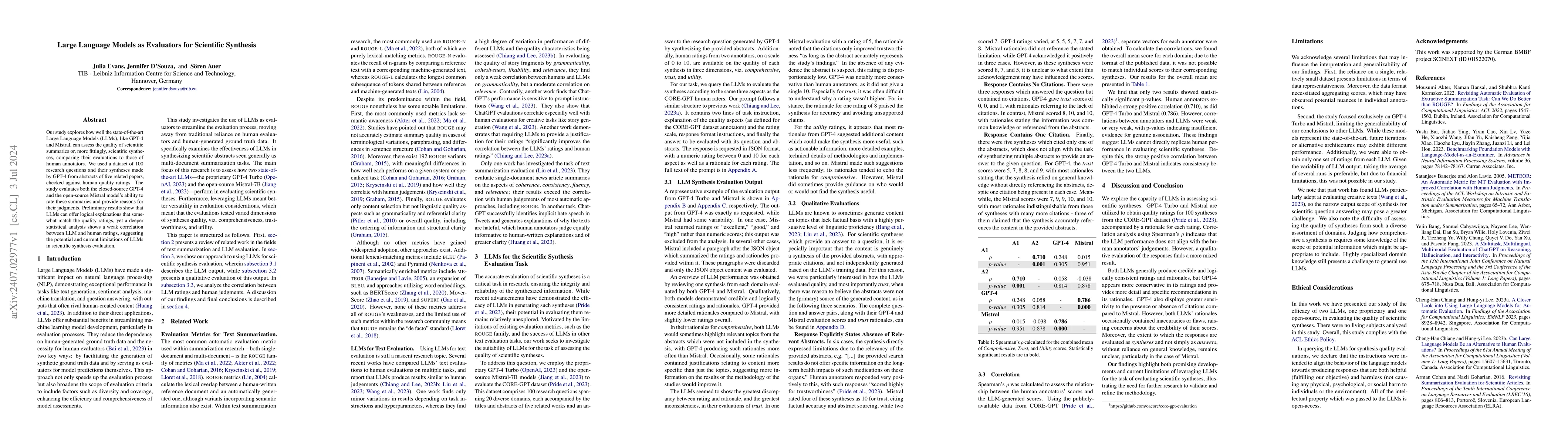 Thumbnail for Large Language Models as Evaluators for Scientific Synthesis