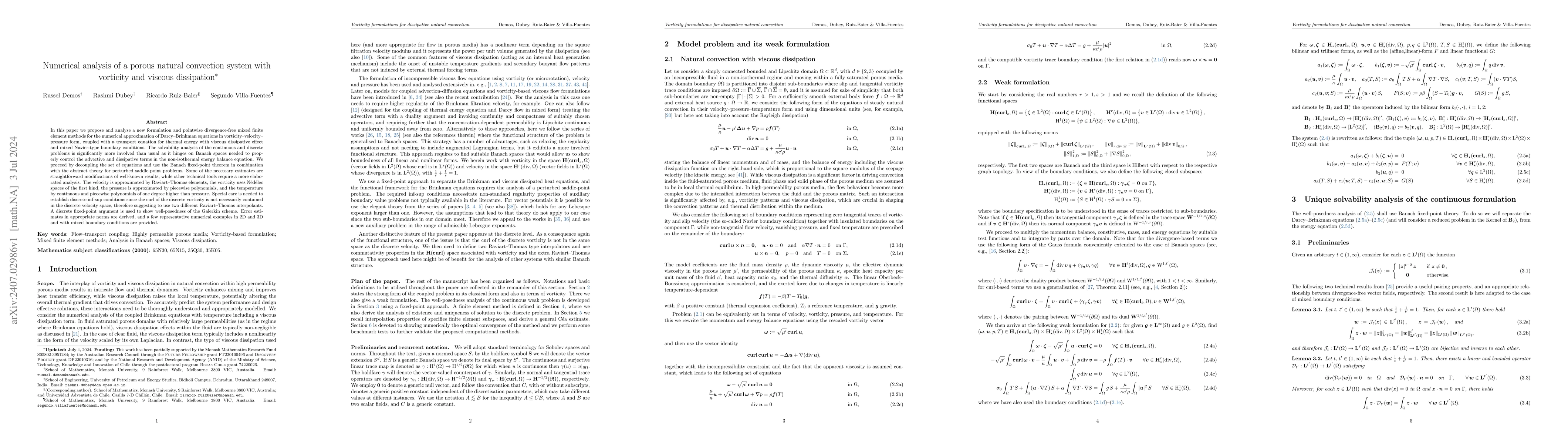 Thumbnail for Numerical analysis of a porous natural convection system with vorticity
  and viscous dissipation