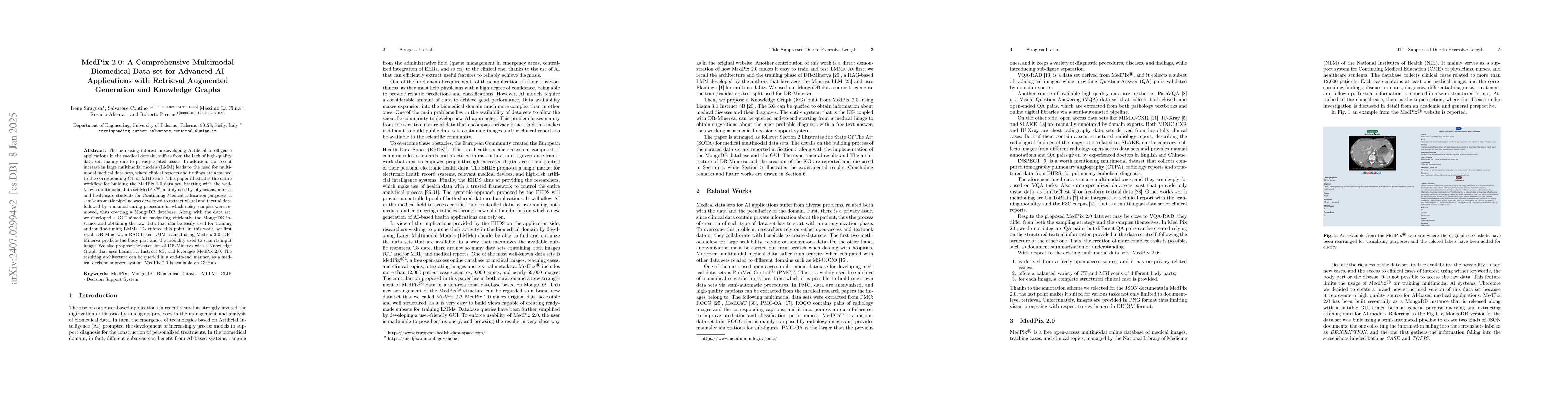 Thumbnail for MedPix 2.0: A Comprehensive Multimodal Biomedical Dataset for Advanced
  AI Applications
