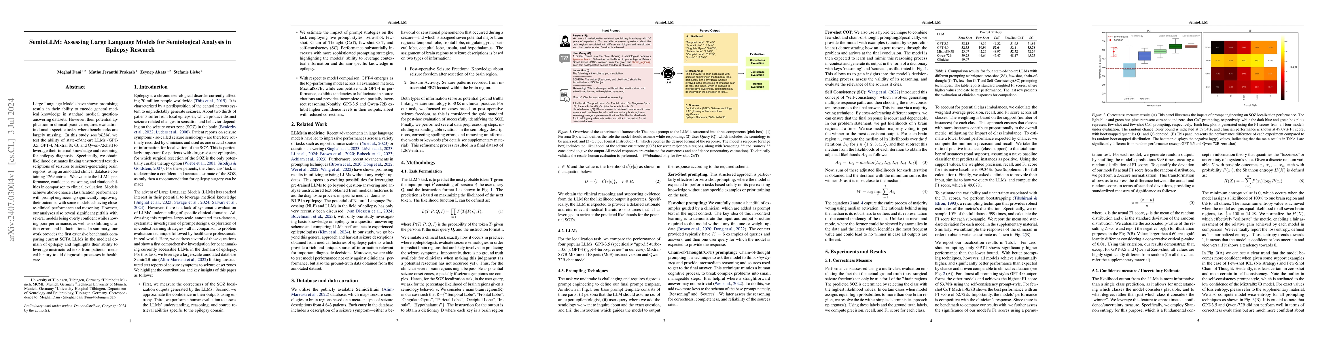Thumbnail for SemioLLM: Assessing Large Language Models for Semiological Analysis in
  Epilepsy Research