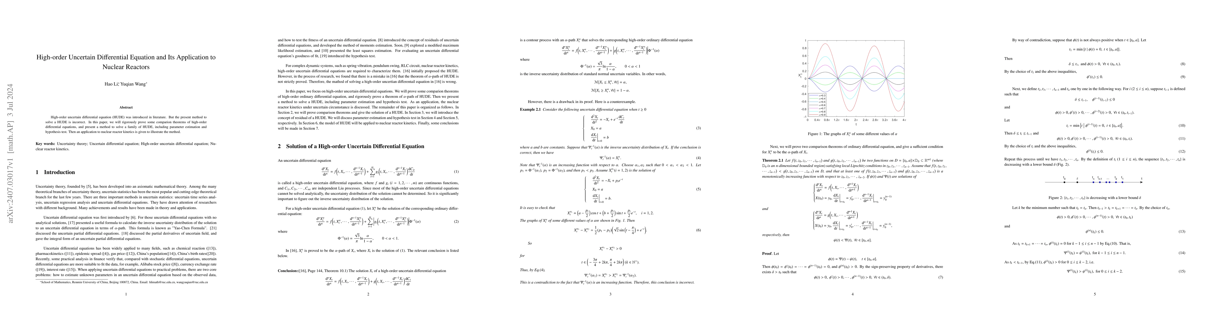 Thumbnail for High-order Uncertain Differential Equation and Its Application to
  Nuclear Reactors
