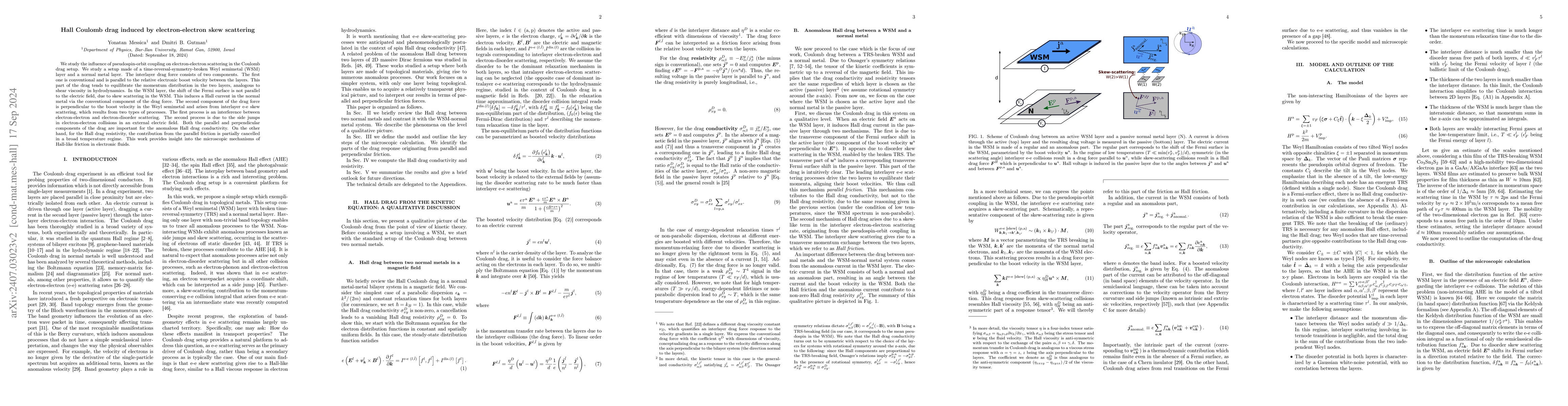 Thumbnail for Coulomb Hall drag induced by electron-electron skew scattering