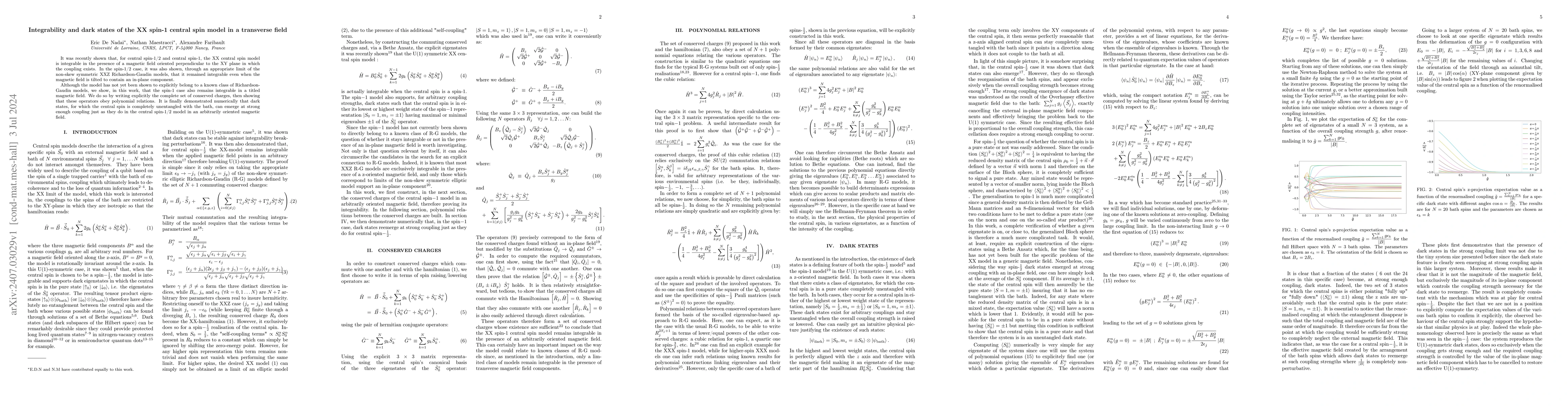 Thumbnail for Integrability and dark states of the XX spin-1 central spin model in a
  transverse field