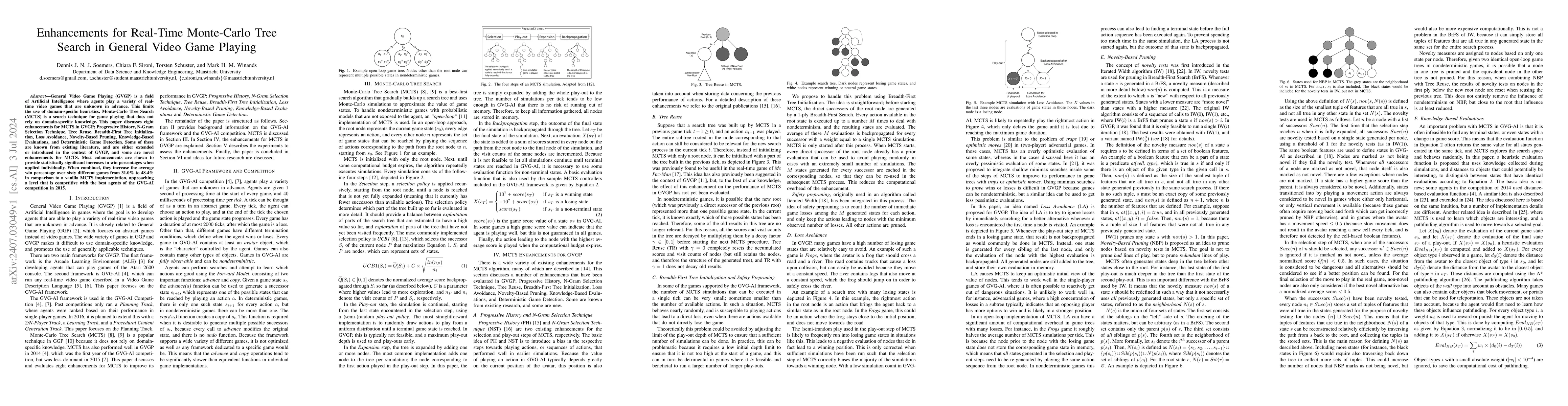 Thumbnail for Enhancements for Real-Time Monte-Carlo Tree Search in General Video Game
  Playing