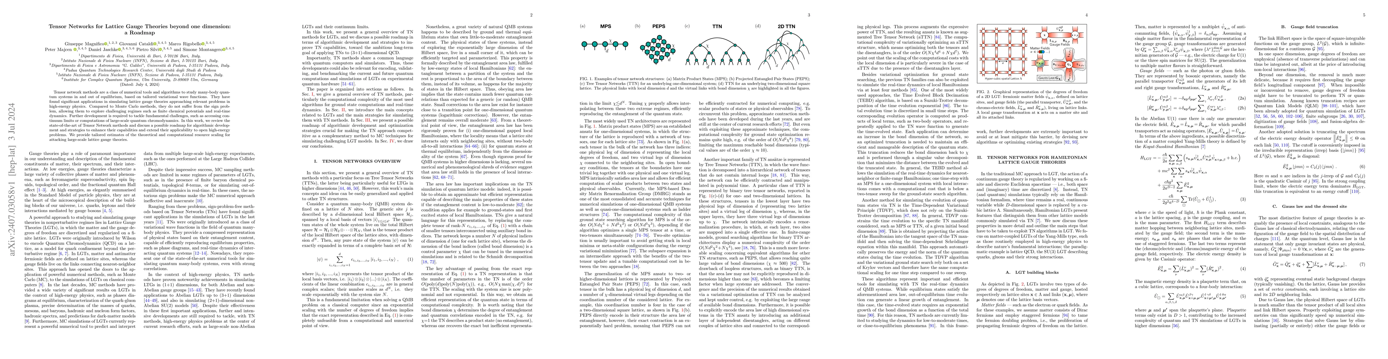 Thumbnail for Tensor Networks for Lattice Gauge Theories beyond one dimension: a
  Roadmap