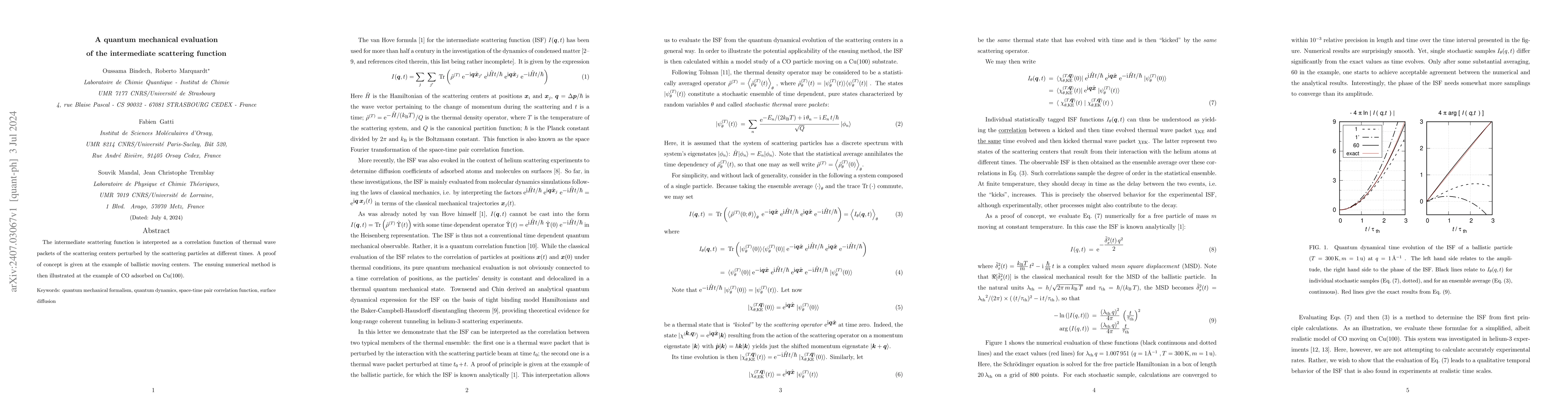 Thumbnail for A quantum mechanical evaluation of the intermediate scattering function