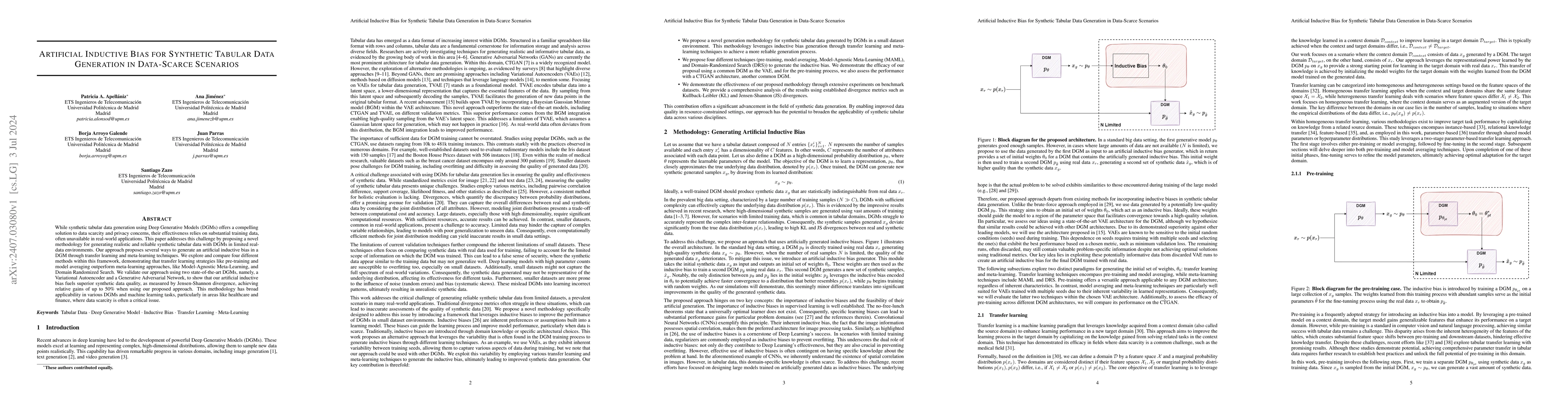 Thumbnail for Artificial Inductive Bias for Synthetic Tabular Data Generation in
  Data-Scarce Scenarios