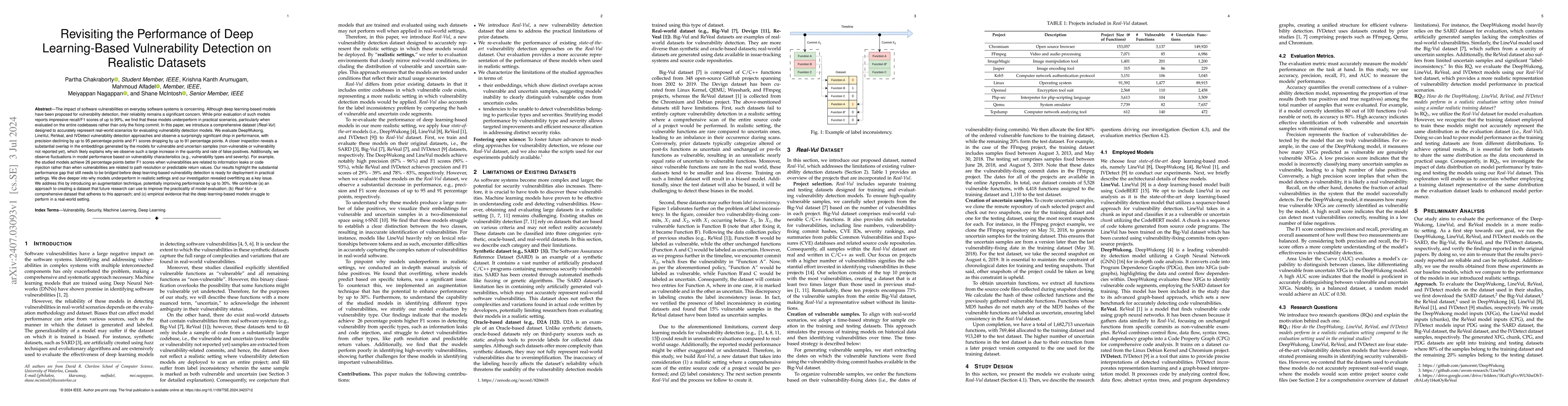 Thumbnail for Revisiting the Performance of Deep Learning-Based Vulnerability
  Detection on Realistic Datasets