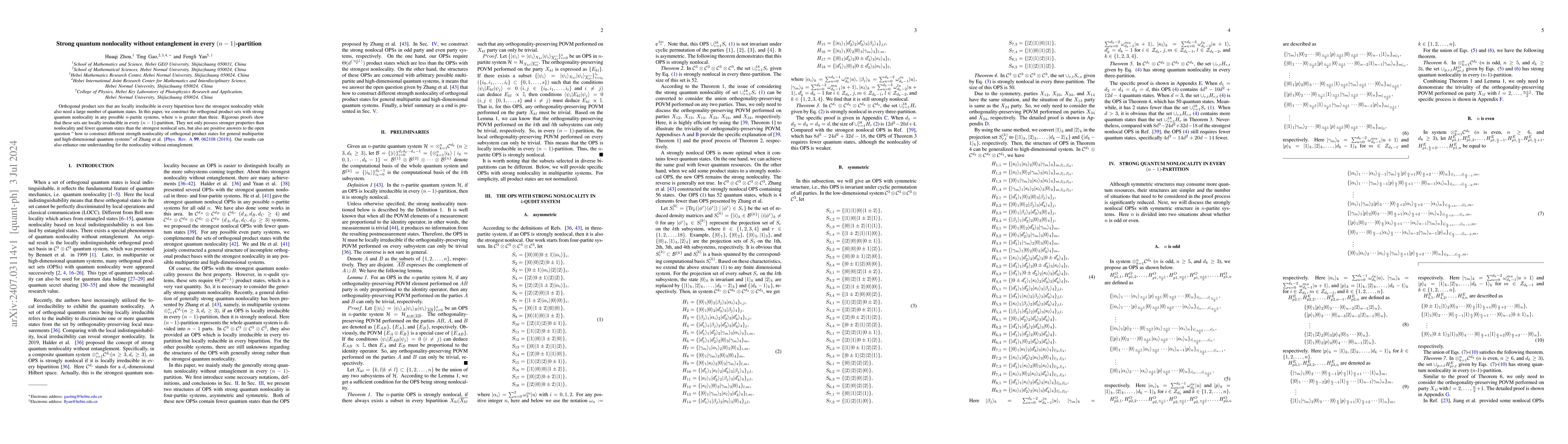 Thumbnail for Strong quantum nonlocality without entanglement in every
  $(n-1)$-partition