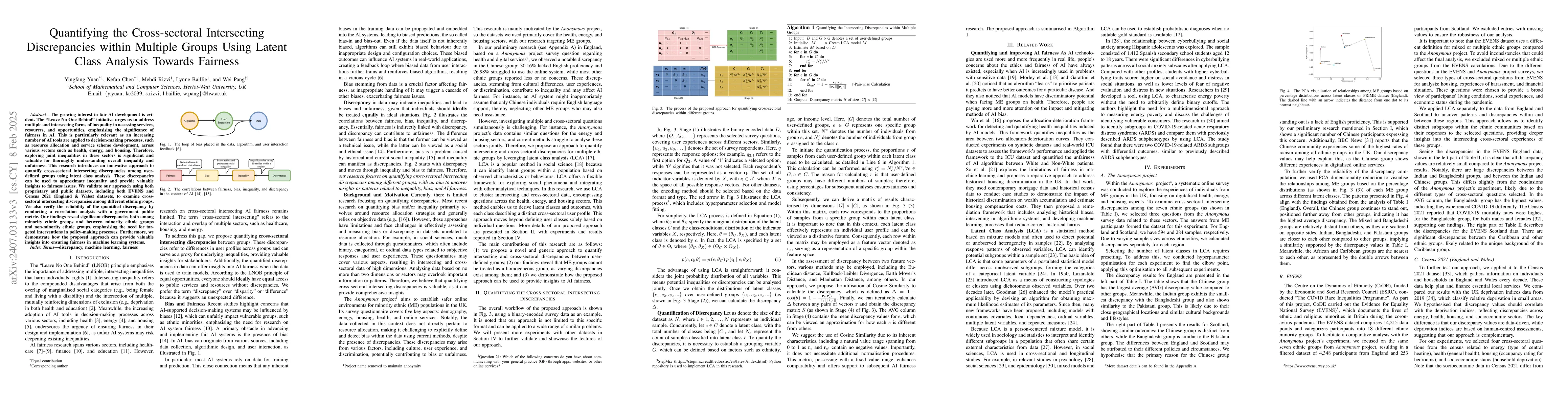 Thumbnail for Quantifying the Cross-sectoral Intersecting Discrepancies within
  Multiple Groups Using Latent Class Analysis Towards Fairness