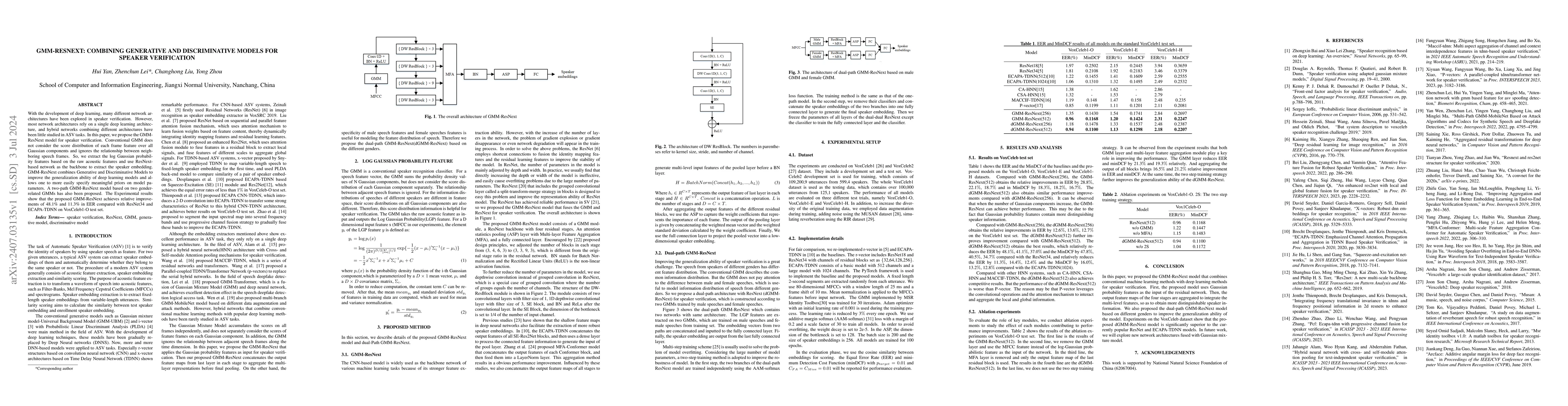 Thumbnail for GMM-ResNext: Combining Generative and Discriminative Models for Speaker
  Verification