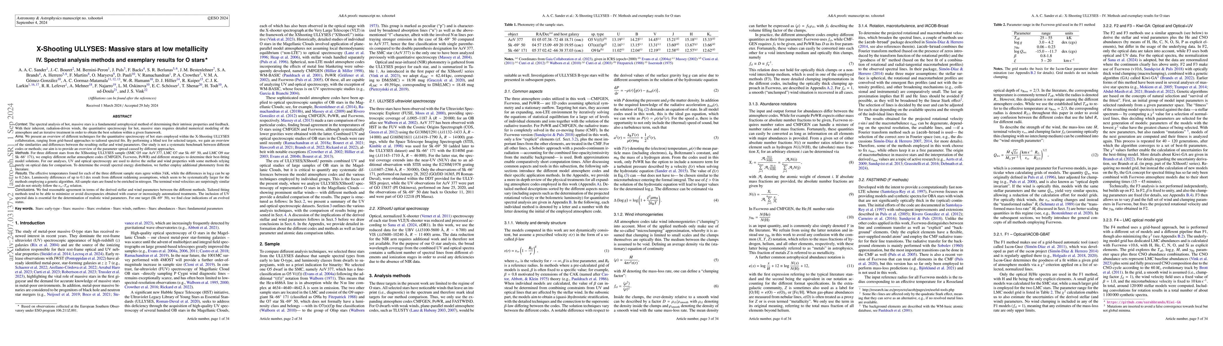 Thumbnail for X-Shooting ULLYSES: Massive Stars at low metallicity -- IV. Spectral
  analysis methods and exemplary results for O stars