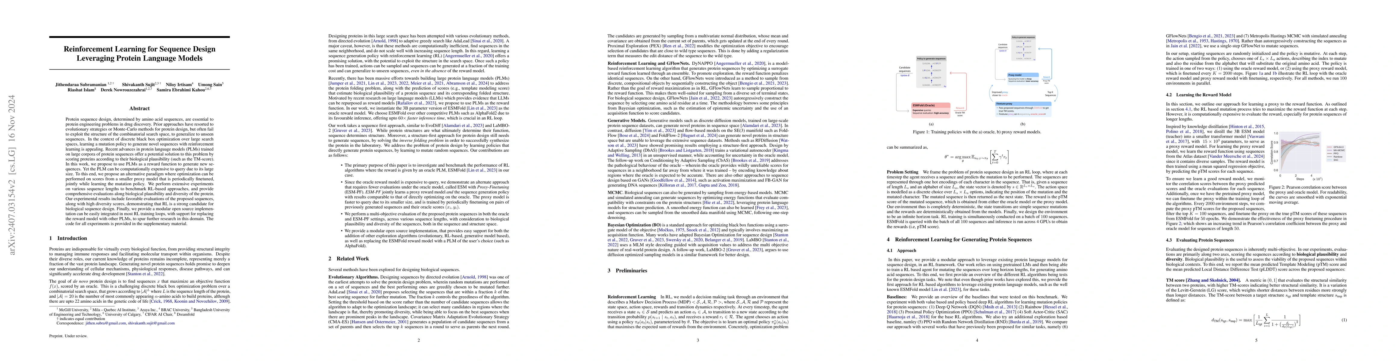 Thumbnail for Reinforcement Learning for Sequence Design Leveraging Protein Language
  Models