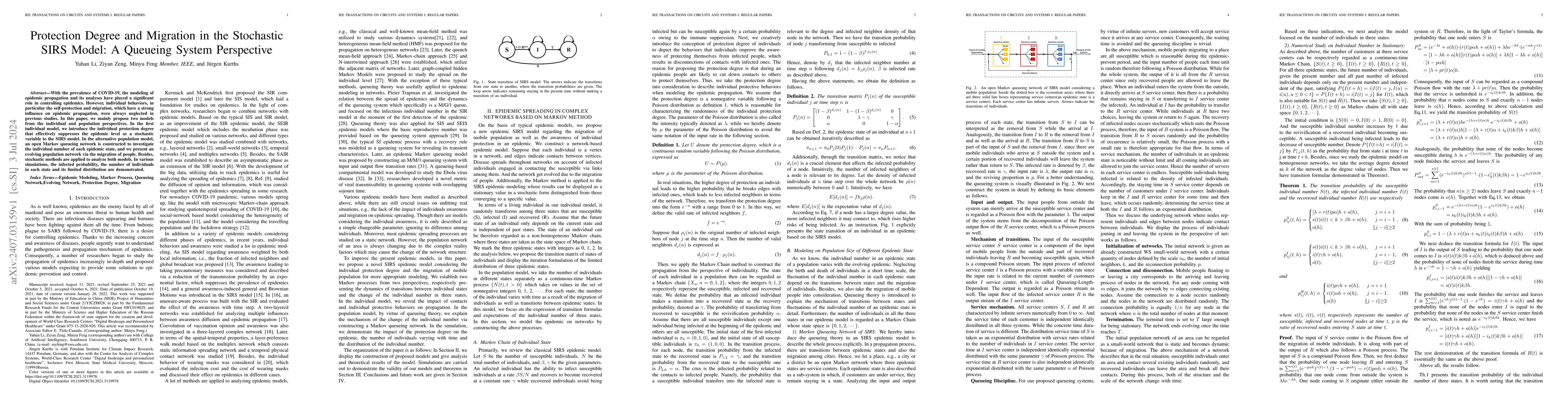 Thumbnail for Protection Degree and Migration in the Stochastic SIRS Model: A Queueing
  System Perspective