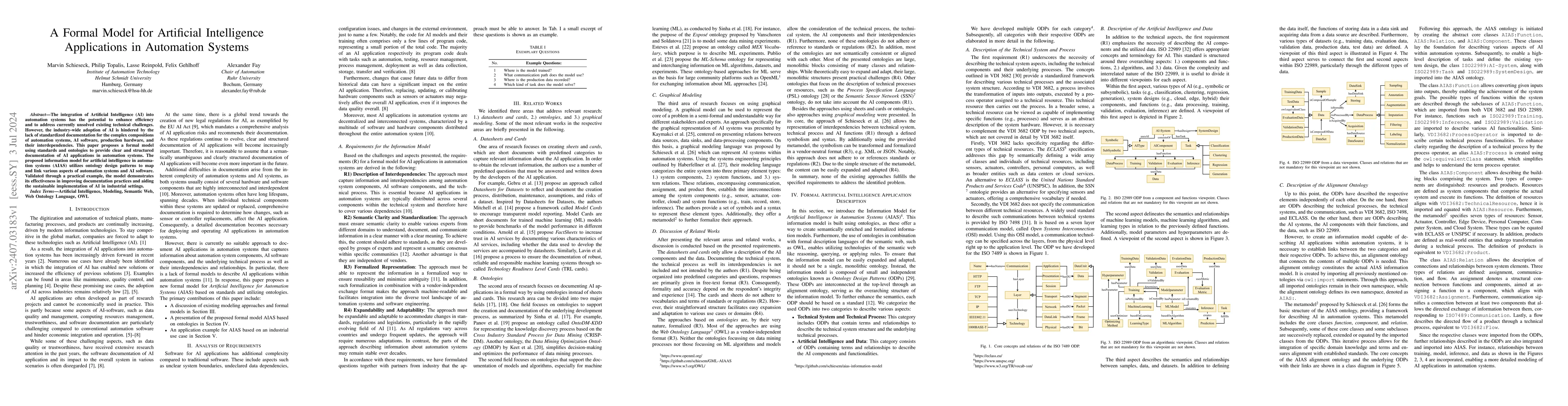 Thumbnail for A Formal Model for Artificial Intelligence Applications in Automation
  Systems