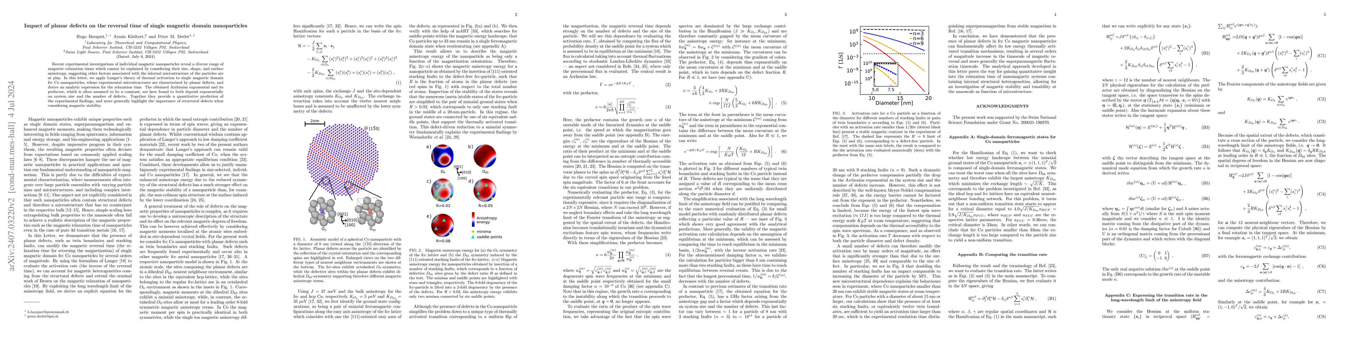 Thumbnail for Impact of planar defects on the reversal time of single magnetic domain
  nanoparticles