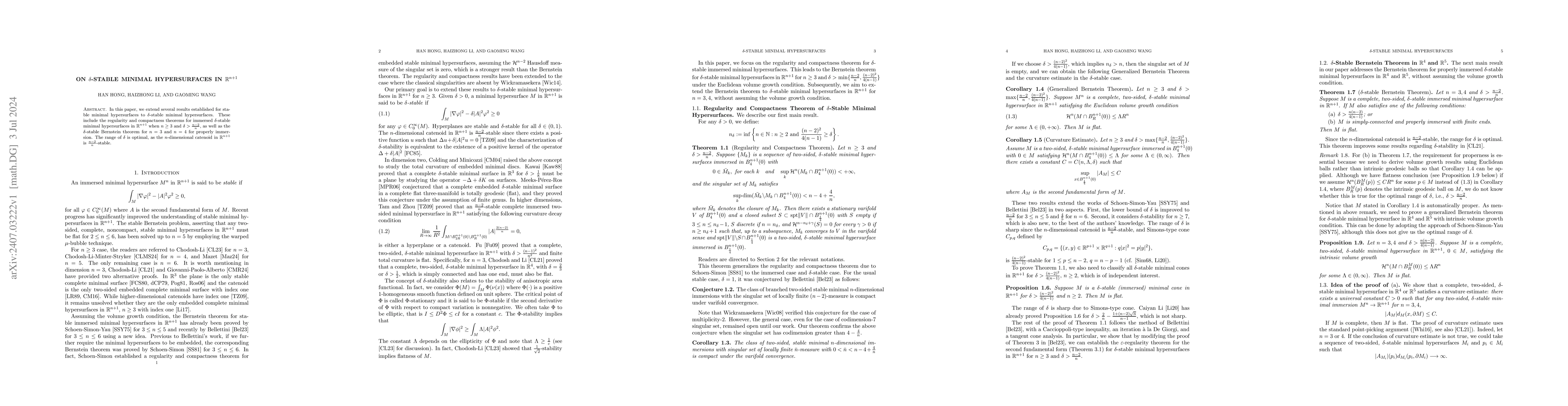 Thumbnail for On $\delta$-Stable Minimal Hypersurfaces in $\mathbb{R}^{n+1}$