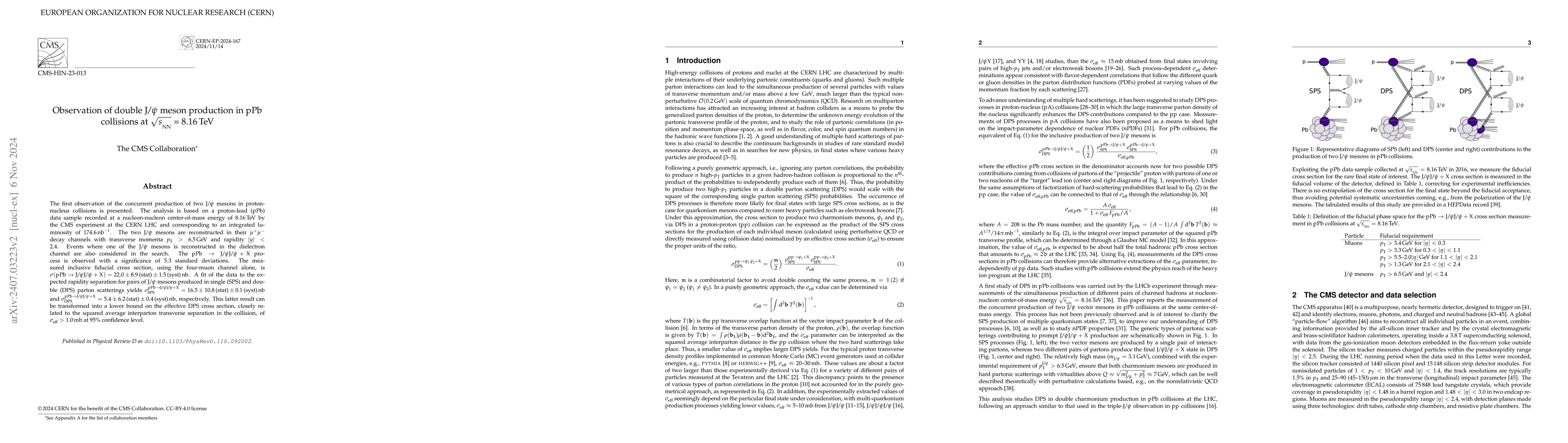 Thumbnail for Observation of double J/$\psi$ meson production in pPb collisions at
  $\sqrt{s_\mathrm{NN}}$ = 8.16 TeV