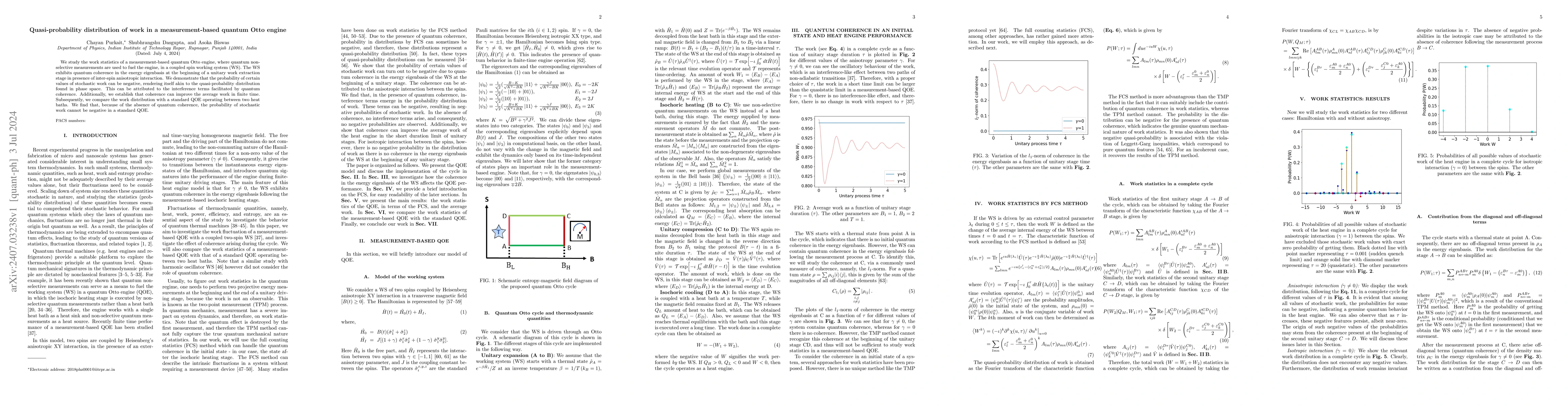 Thumbnail for Quasi-probability distribution of work in a measurement-based quantum
  Otto engine