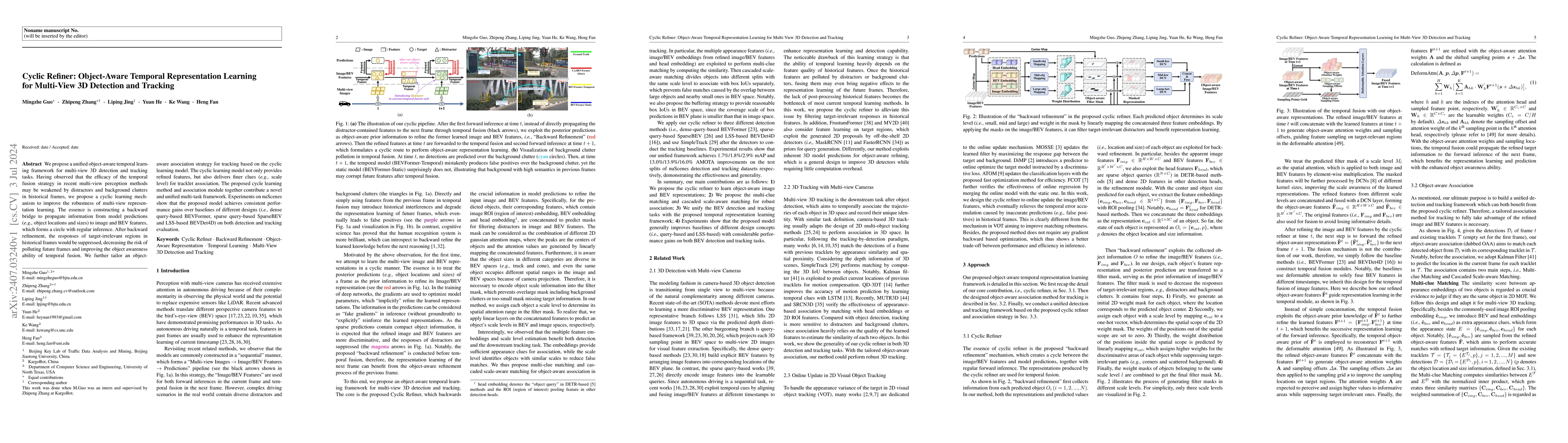 Thumbnail for Cyclic Refiner: Object-Aware Temporal Representation Learning for
  Multi-View 3D Detection and Tracking