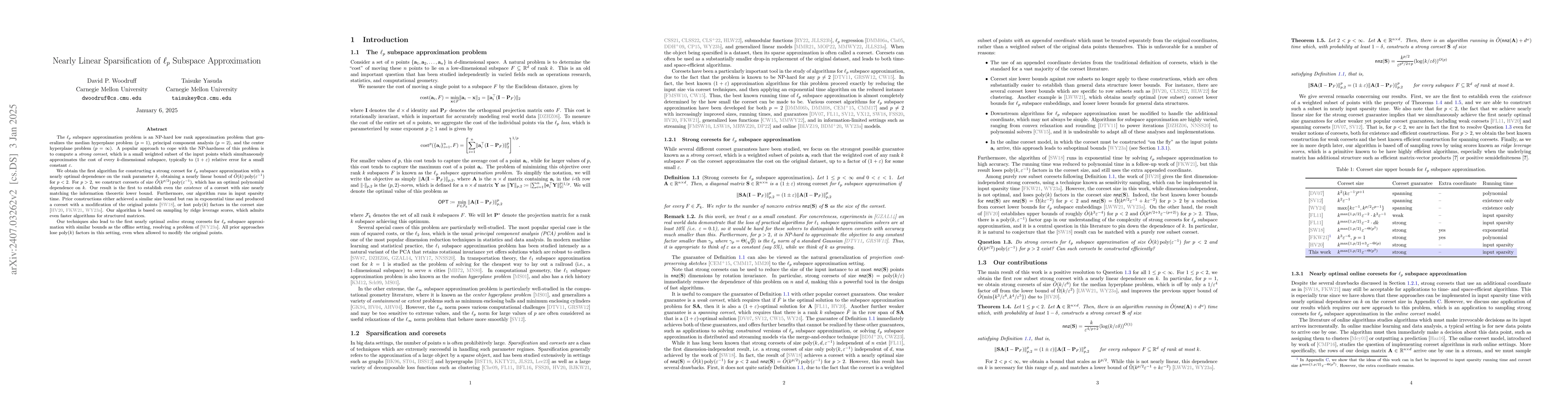 Thumbnail for Nearly Linear Sparsification of $\ell_p$ Subspace Approximation