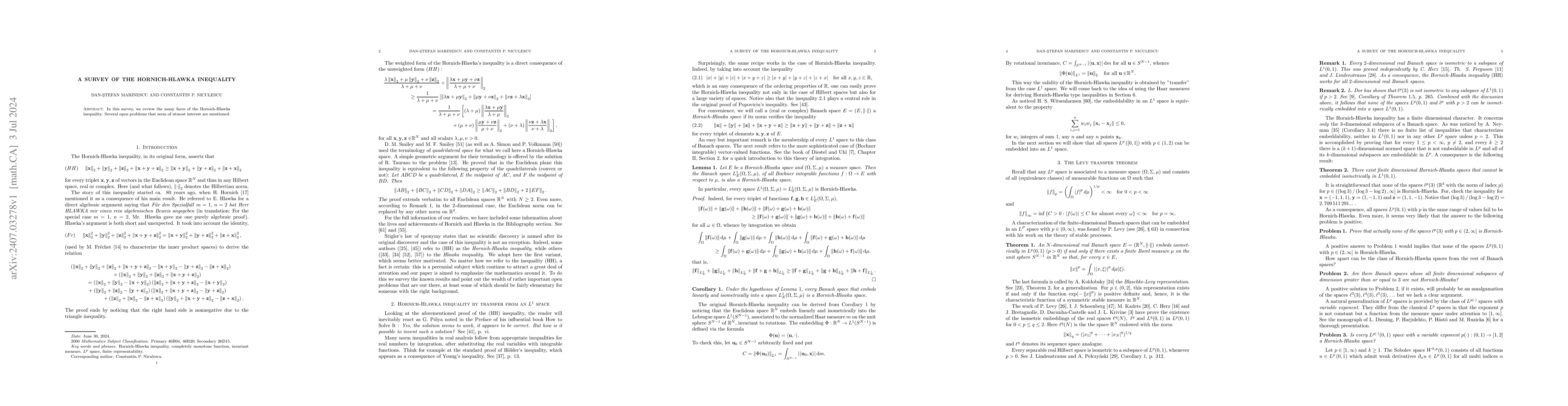 Thumbnail for A survey of the Hornich-Hlawka inequality