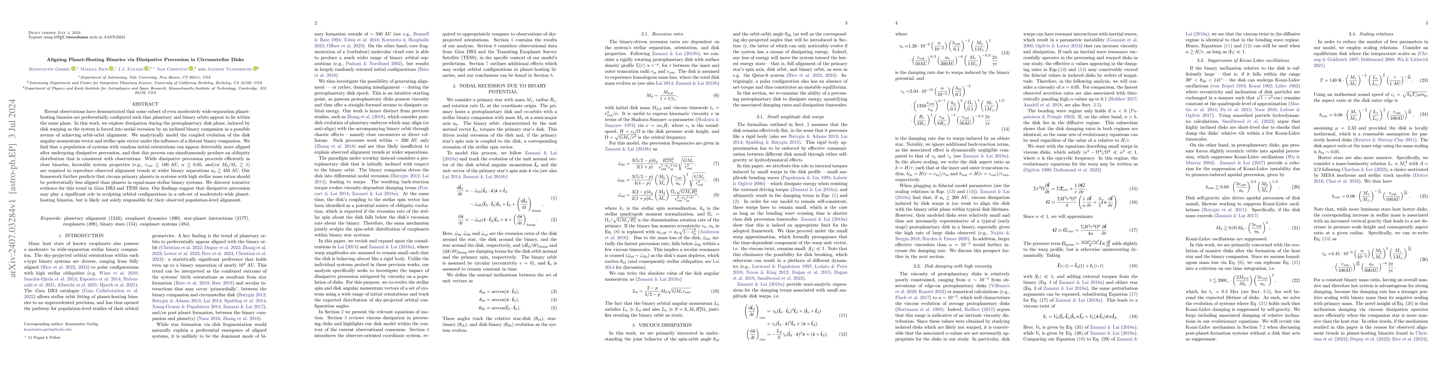 Thumbnail for Aligning Planet-Hosting Binaries via Dissipative Precession in
  Circumstellar Disks