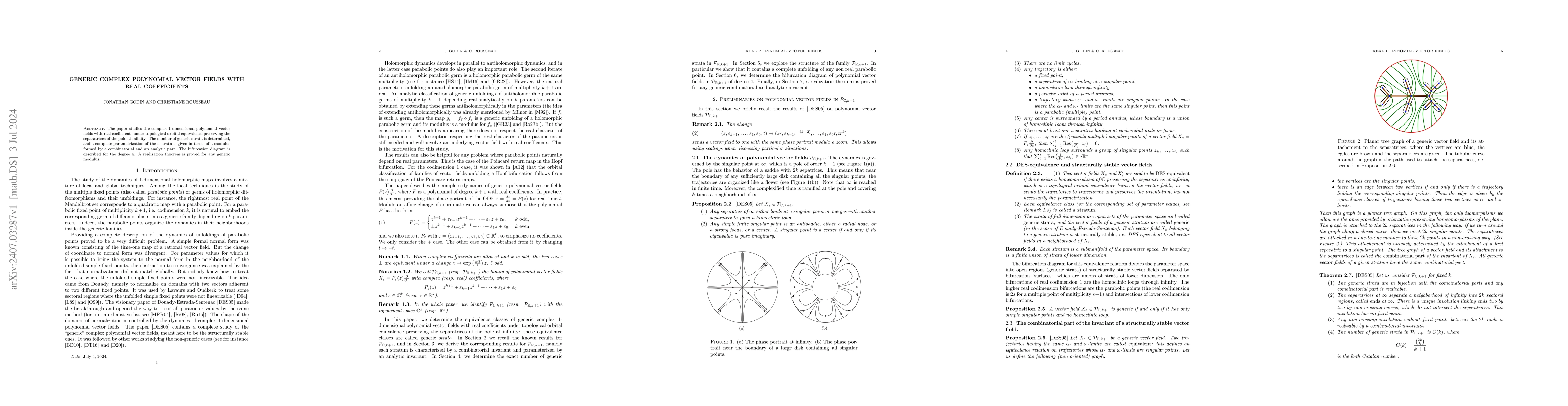 Thumbnail for Generic Complex Polynomial Vector Fields with Real Coefficients