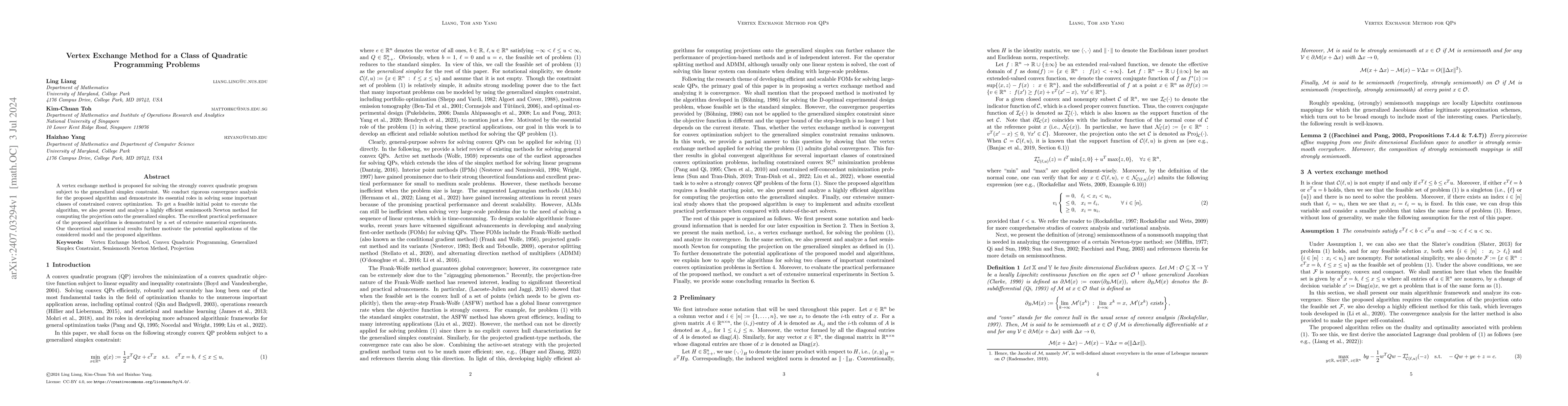 Thumbnail for Vertex Exchange Method for a Class of Quadratic Programming Problems
